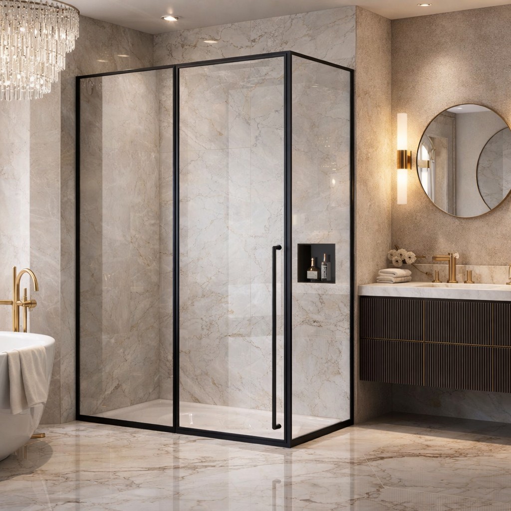Bathroom glass Partition with frame